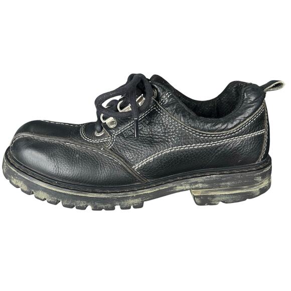 Vintage Buckle Men’s Next Step Chunky Lug Sole Black Leather Oxfords Size US 10 - Picture 3 of 10